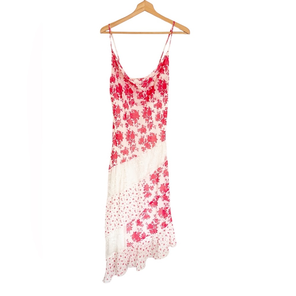 Jessica Simpson Y2K Romantic Whimsigoth Pink Floral  Asymmetrical Dress size XL